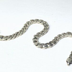Sterling Silver Flat Curb Link Bracelet Italy 925 Lobster Clasp 6mm JR1139